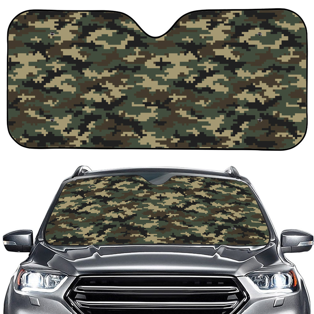 Army Green Digital Camo Pattern Print Car Windshield Sun Shade