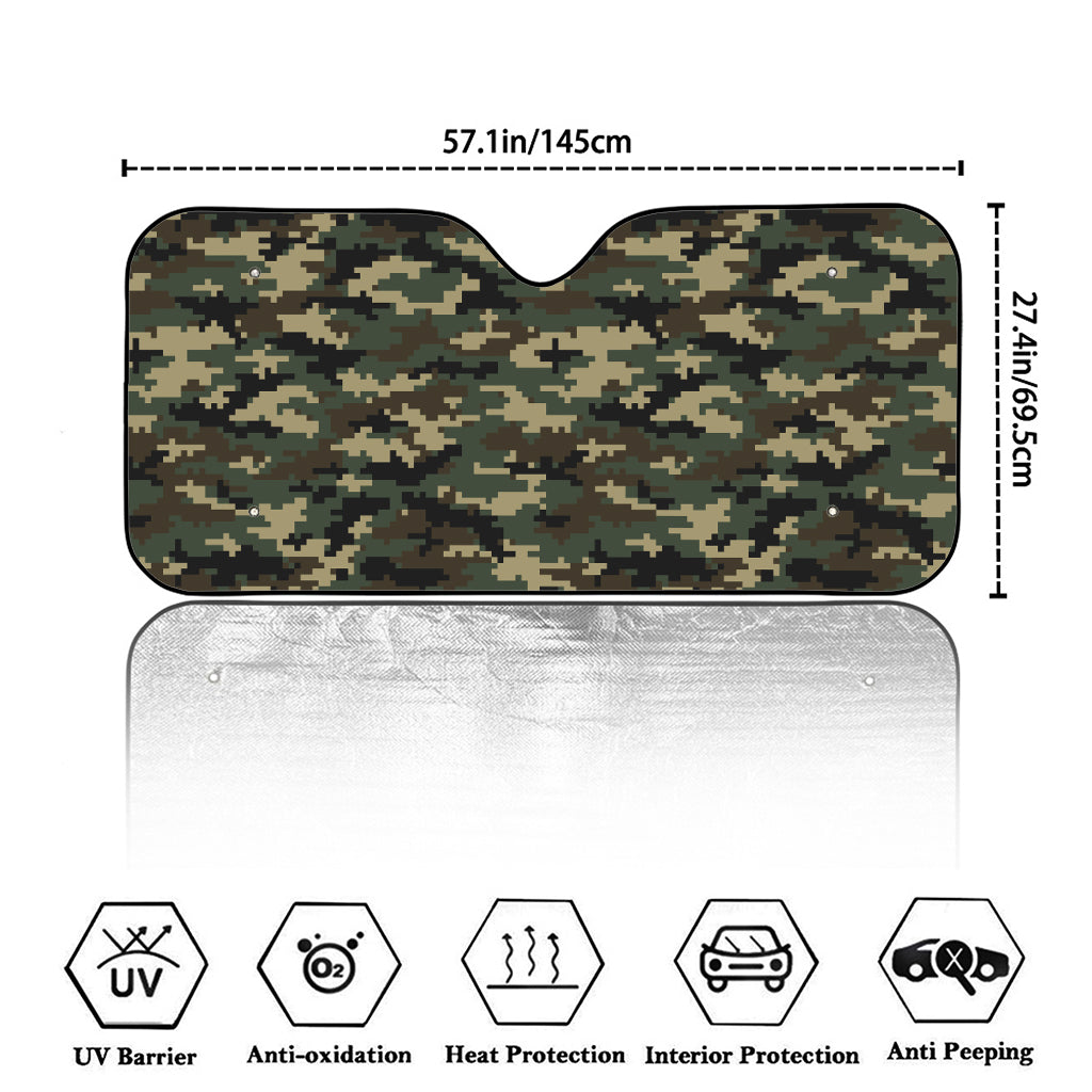 Army Green Digital Camo Pattern Print Car Windshield Sun Shade