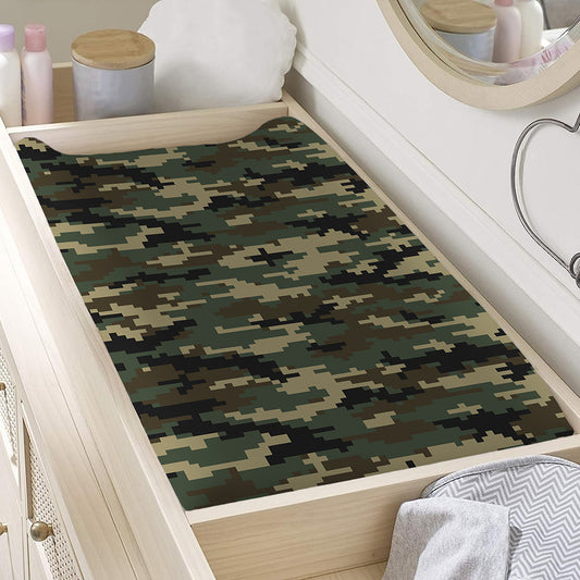 Army Green Digital Camo Pattern Print Changing Pad Cover
