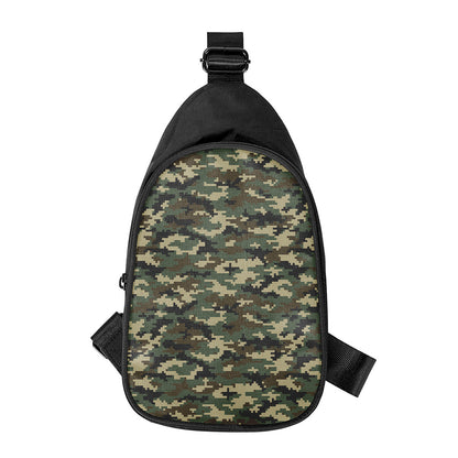 Army Green Digital Camo Pattern Print Chest Bag