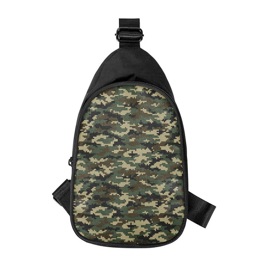 Army Green Digital Camo Pattern Print Chest Bag