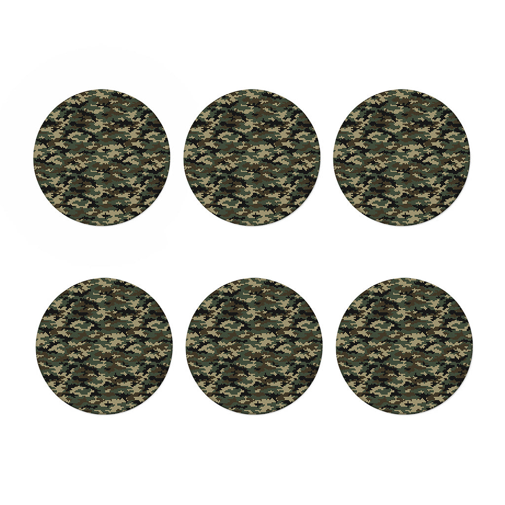 Army Green Digital Camo Pattern Print Coaster Set