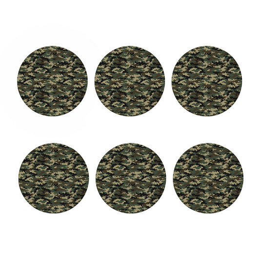 Army Green Digital Camo Pattern Print Coaster Set
