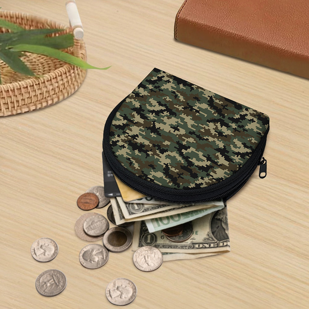 Army Green Digital Camo Pattern Print Coin Purse