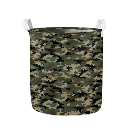 Army Green Digital Camo Pattern Print Collapsible Laundry Basket