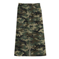 Army Green Digital Camo Pattern Print Cotton Front Slit Maxi Skirt