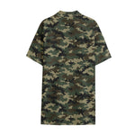 Army Green Digital Camo Pattern Print Cotton Hawaiian Shirt