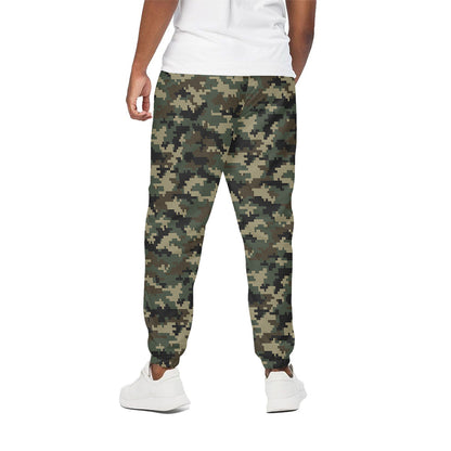 Army Green Digital Camo Pattern Print Cotton Pants