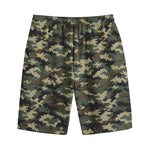 Army Green Digital Camo Pattern Print Cotton Shorts