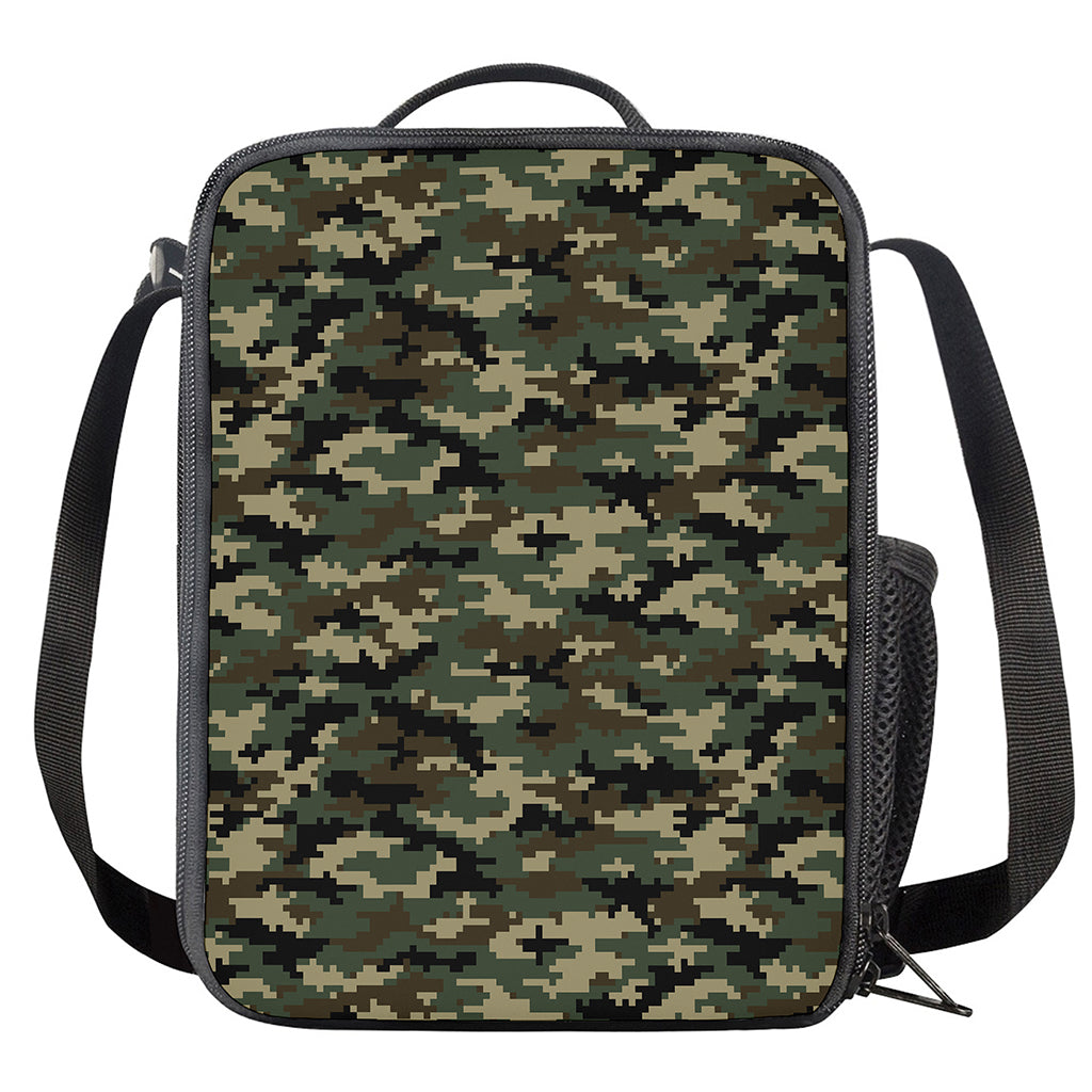 Army Green Digital Camo Pattern Print Crossbody Lunch Bag