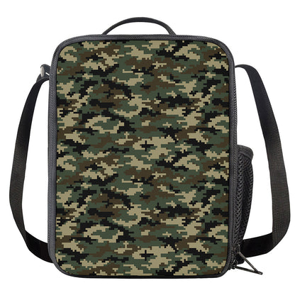 Army Green Digital Camo Pattern Print Crossbody Lunch Bag