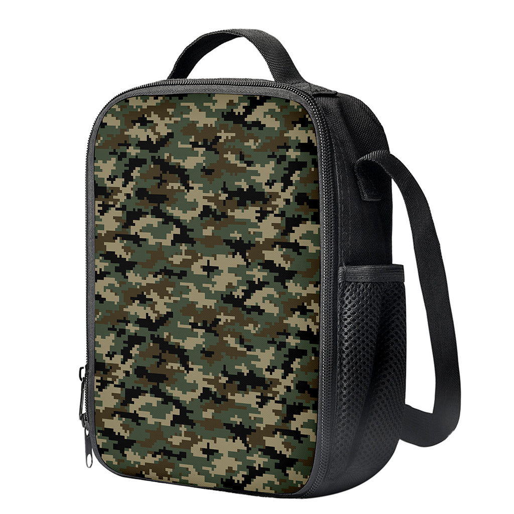 Army Green Digital Camo Pattern Print Crossbody Lunch Bag