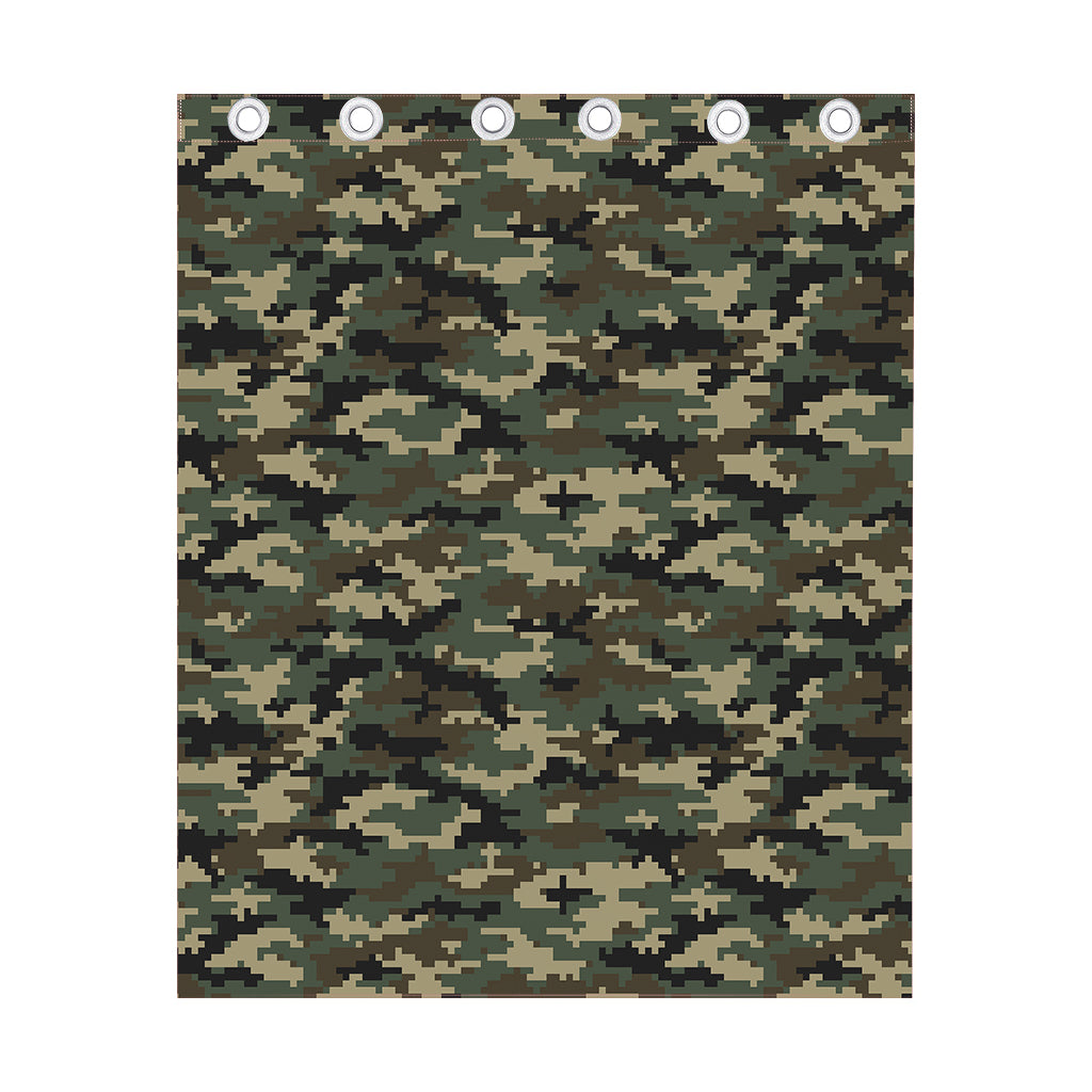 Army Green Digital Camo Pattern Print Curtain