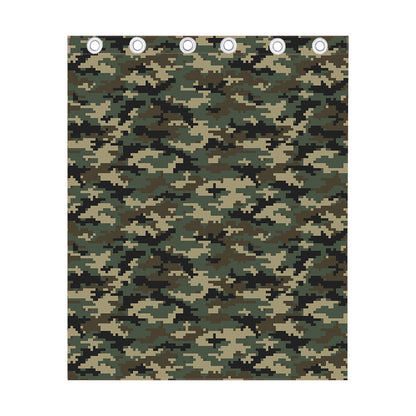 Army Green Digital Camo Pattern Print Curtain