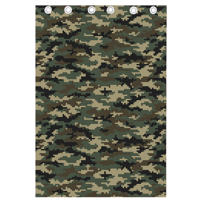 Army Green Digital Camo Pattern Print Curtain