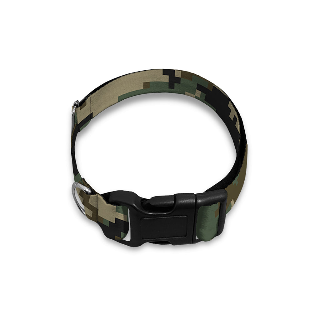 Army Green Digital Camo Pattern Print Dog Collar