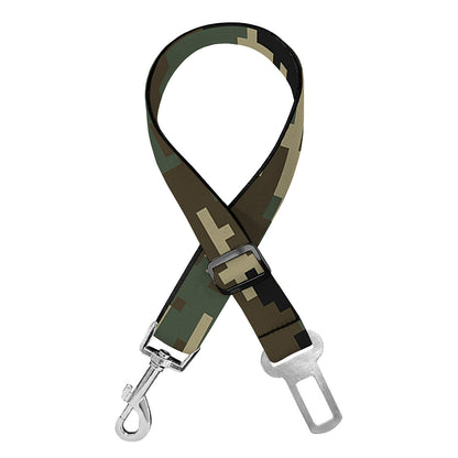Army Green Digital Camo Pattern Print Dog Seat Belt