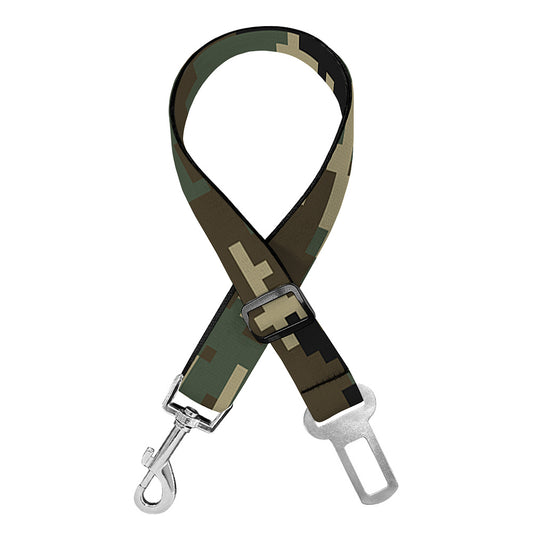 Army Green Digital Camo Pattern Print Dog Seat Belt