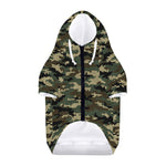 Army Green Digital Camo Pattern Print Dog Zip Up Hoodie