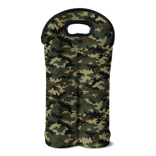 Army Green Digital Camo Pattern Print Double Neoprene Wine Tote