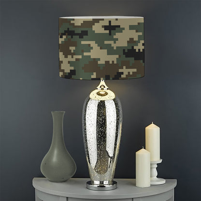 Army Green Digital Camo Pattern Print Drum Lamp Shade