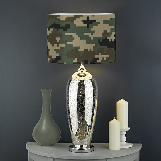 Army Green Digital Camo Pattern Print Drum Lamp Shade