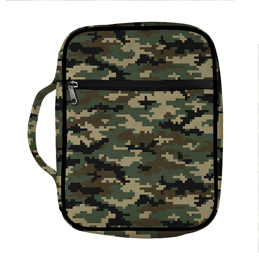 Army Green Digital Camo Pattern Print Front Pocket Bible Bag