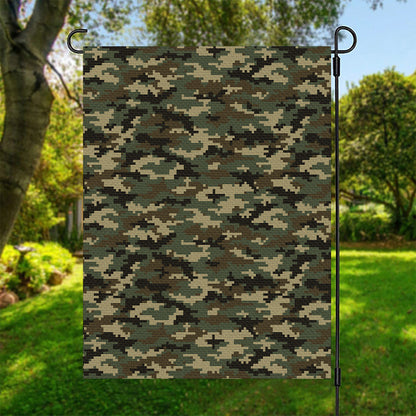 Army Green Digital Camo Pattern Print Garden Flag