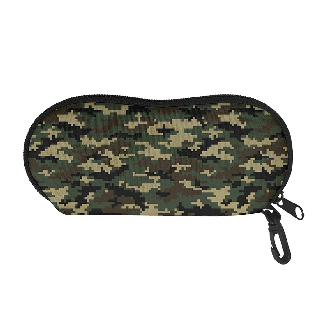 Army Green Digital Camo Pattern Print Glasses Case