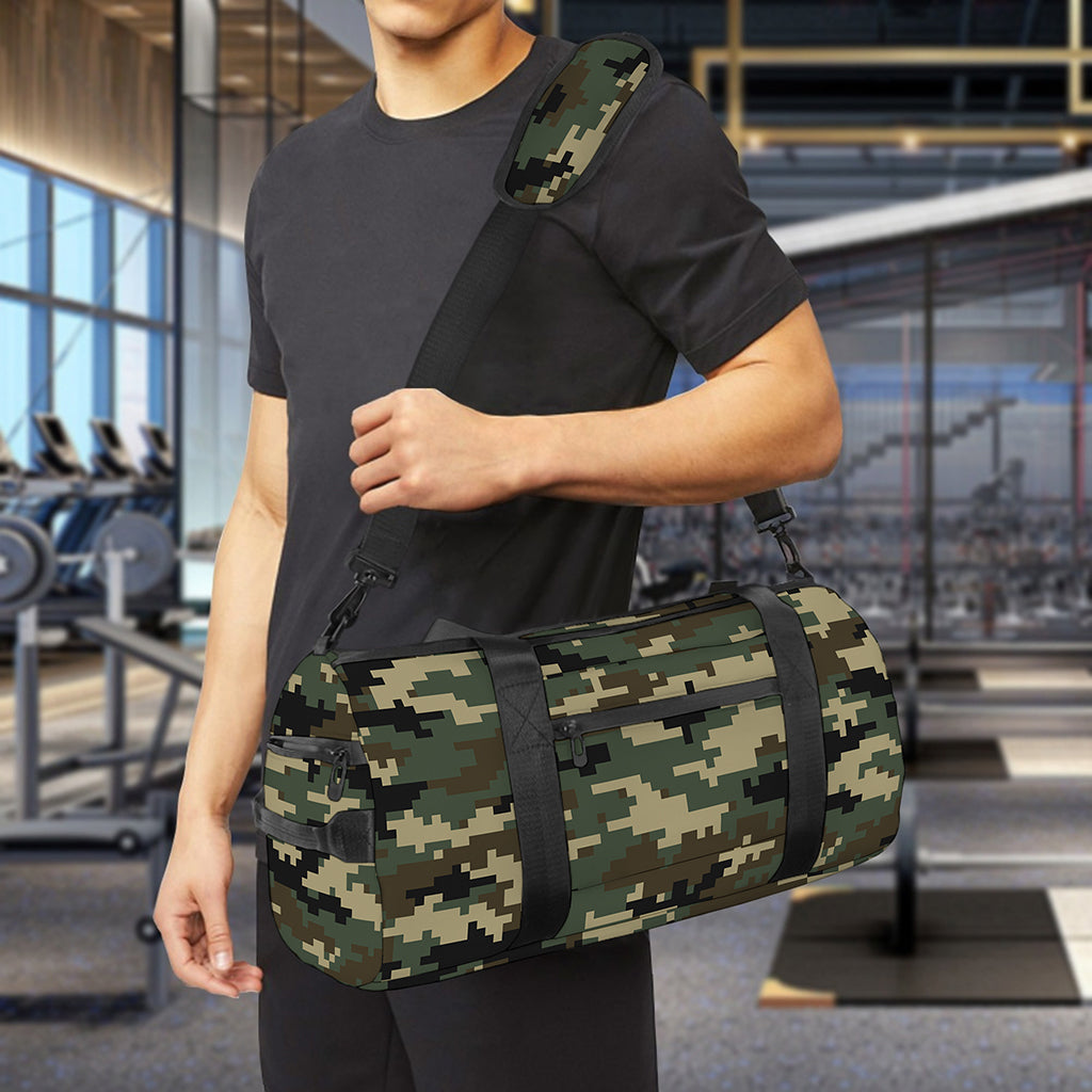Army Green Digital Camo Pattern Print Gym Bag