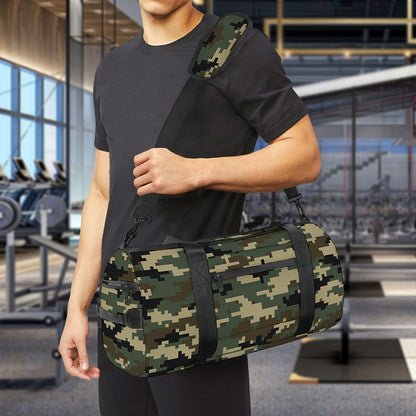 Army Green Digital Camo Pattern Print Gym Bag