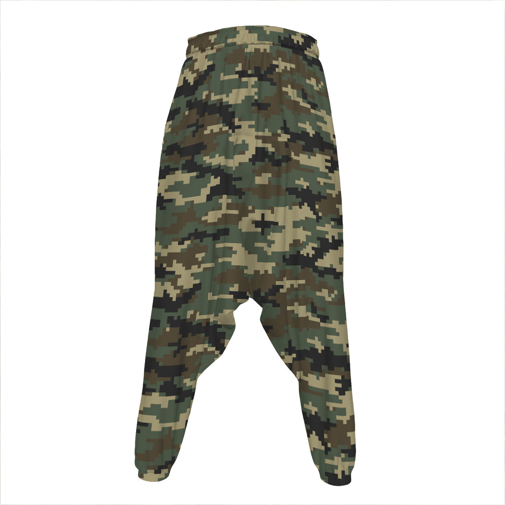 Army Green Digital Camo Pattern Print Hammer Pants