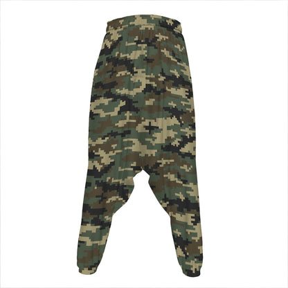 Army Green Digital Camo Pattern Print Hammer Pants