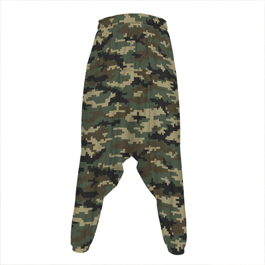 Army Green Digital Camo Pattern Print Hammer Pants