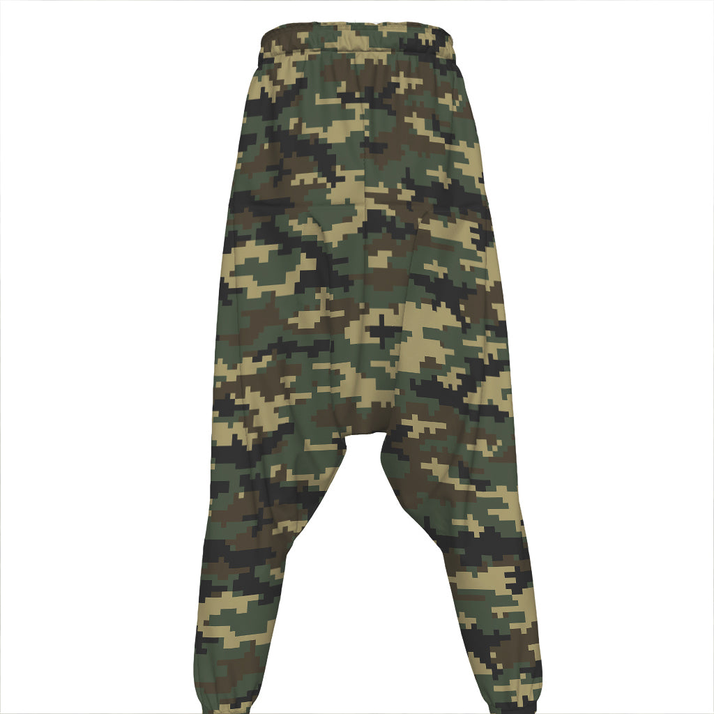Army Green Digital Camo Pattern Print Hammer Pants