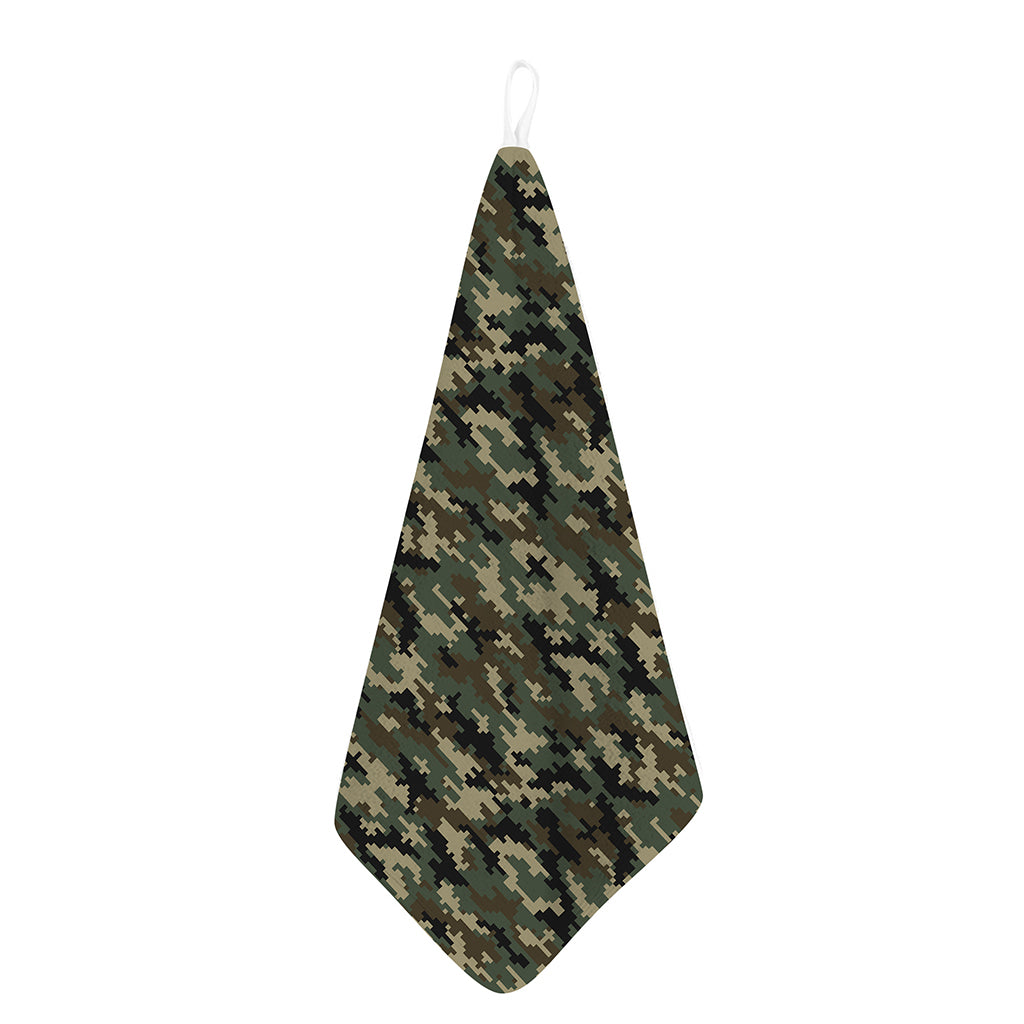 Army Green Digital Camo Pattern Print Hand Towel