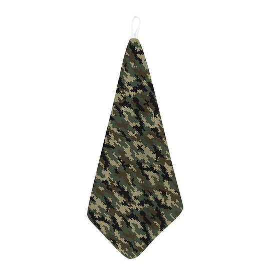 Army Green Digital Camo Pattern Print Hand Towel