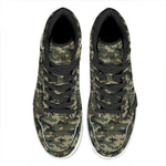 Army Green Digital Camo Pattern Print High Top Leather Sneakers