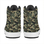 Army Green Digital Camo Pattern Print High Top Leather Sneakers