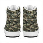 Army Green Digital Camo Pattern Print High Top Leather Sneakers