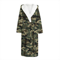 Army Green Digital Camo Pattern Print Hooded Bathrobe