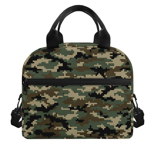 Army Green Digital Camo Pattern Print Insulated Lunch Bag