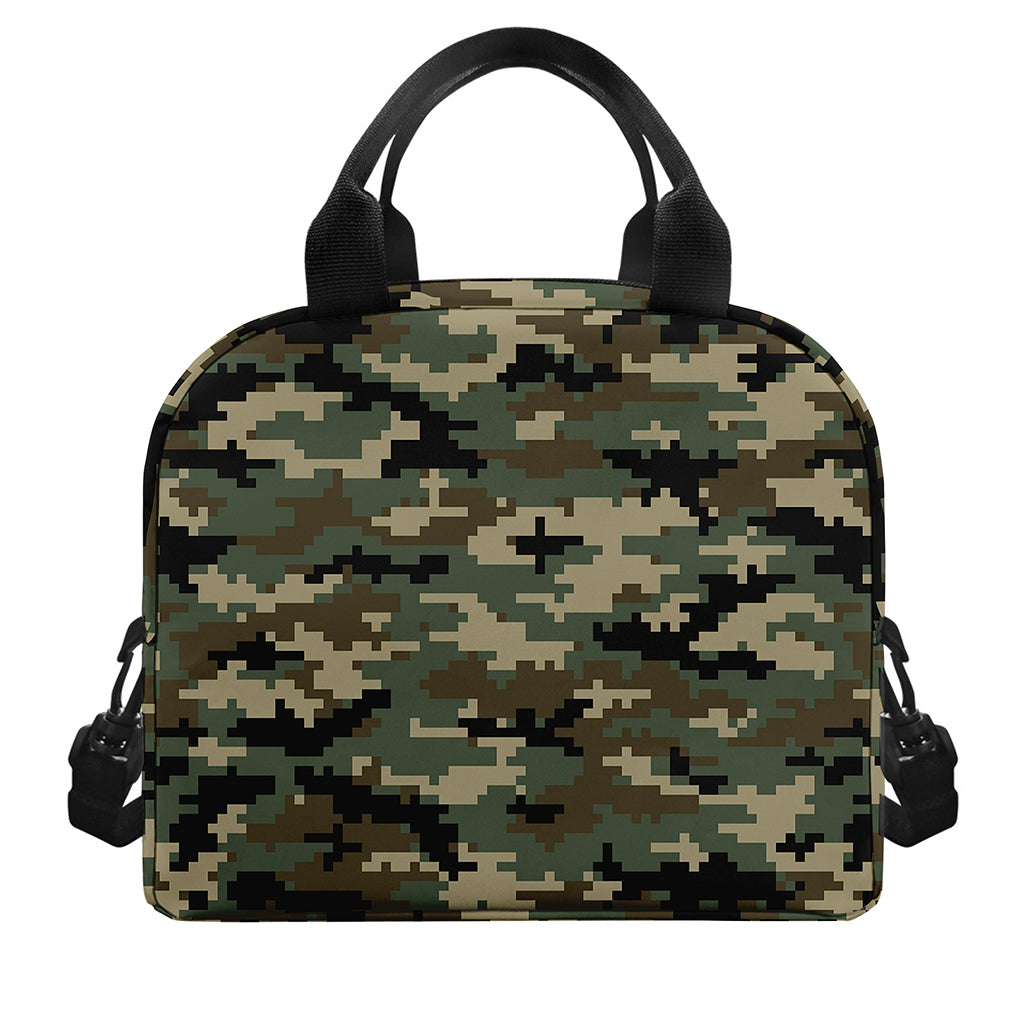 Army Green Digital Camo Pattern Print Insulated Lunch Bag