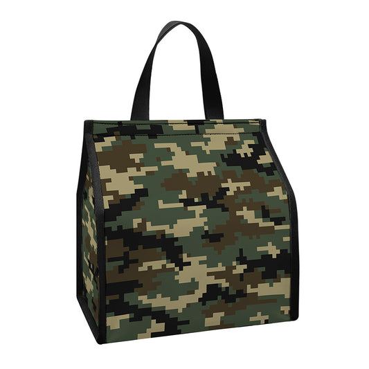 Army Green Digital Camo Pattern Print Insulated Lunch Tote