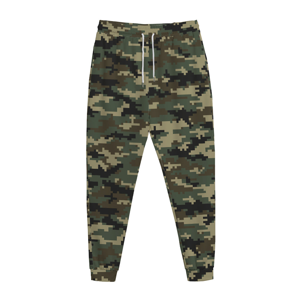 Army Green Digital Camo Pattern Print Jogger Pants