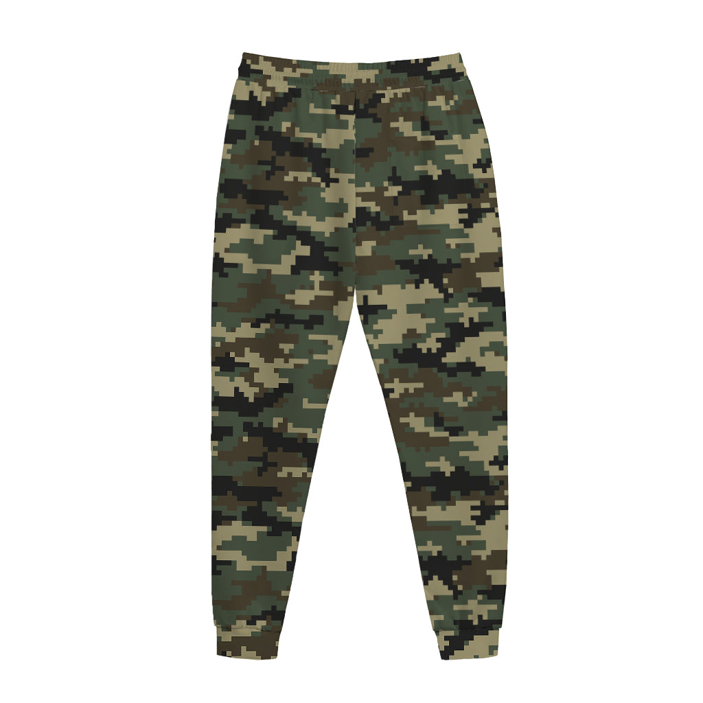 Army Green Digital Camo Pattern Print Jogger Pants