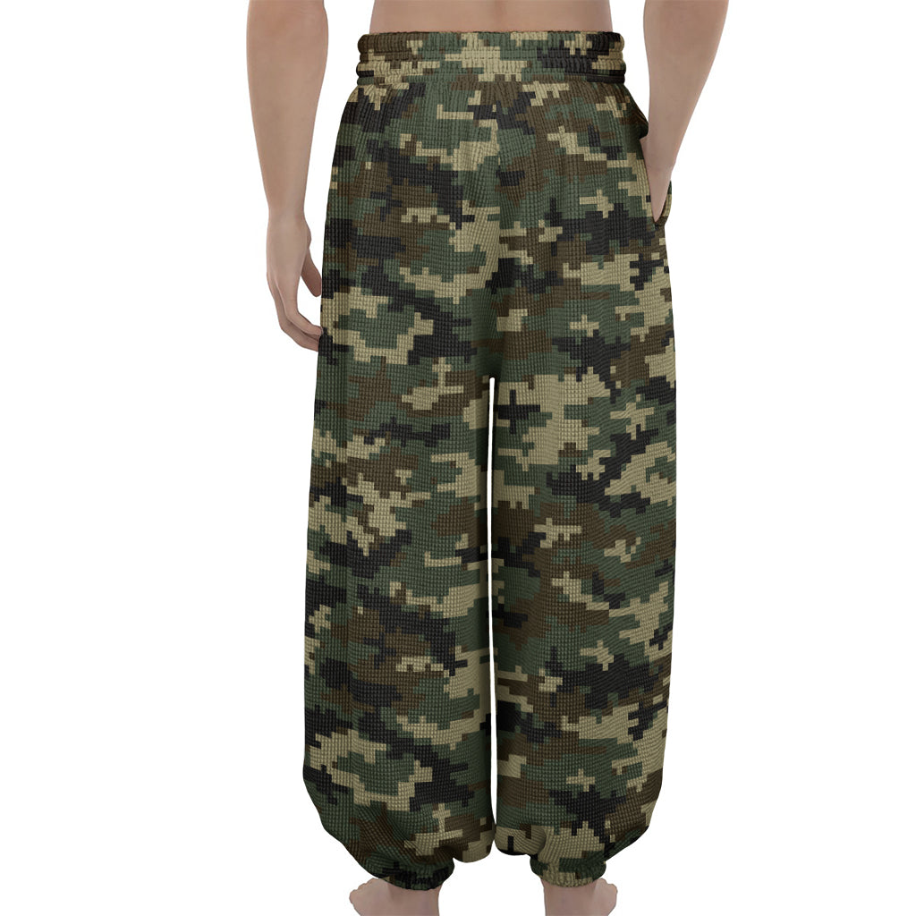 Army Green Digital Camo Pattern Print Lantern Pants