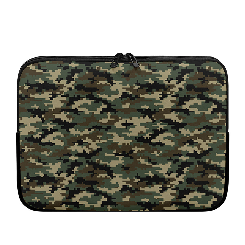 Army Green Digital Camo Pattern Print Laptop Sleeve