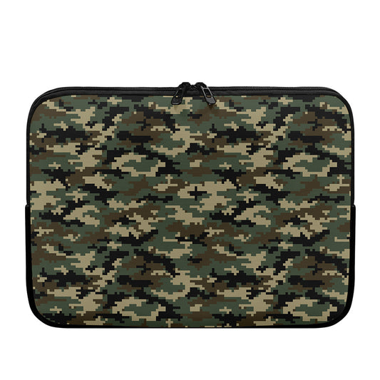 Army Green Digital Camo Pattern Print Laptop Sleeve
