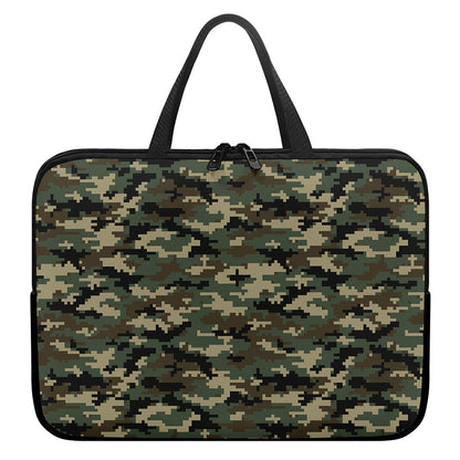 Army Green Digital Camo Pattern Print Laptop Sleeve With Handle